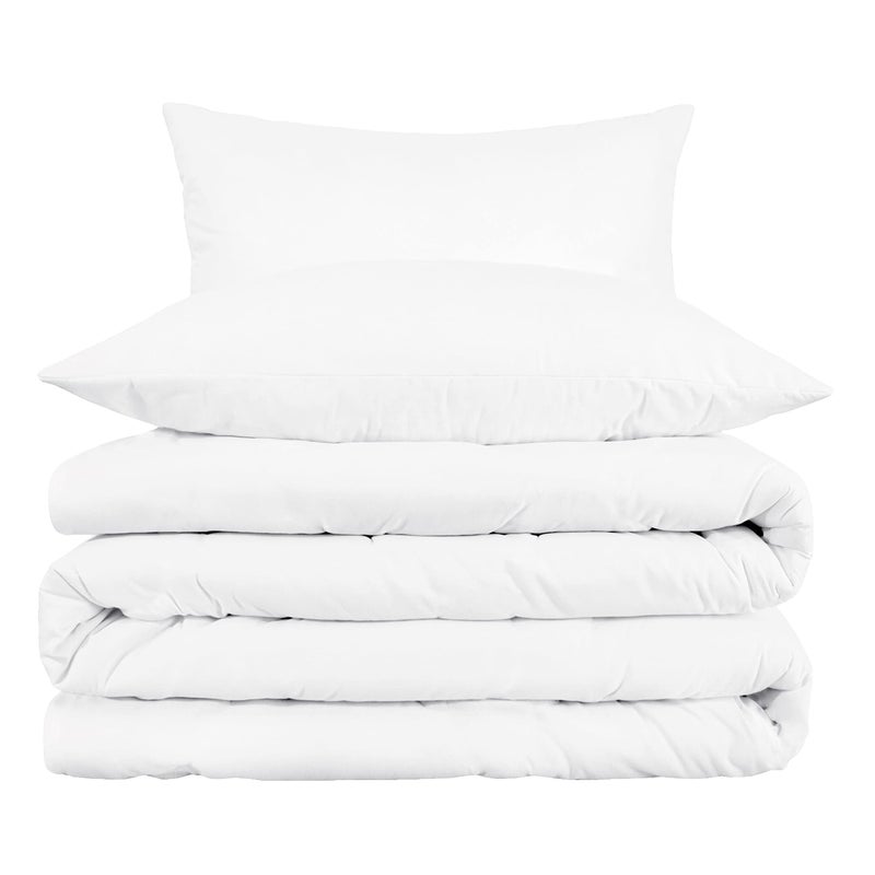 Impressions Cotton Blend, Soft, Wrinkle Resistant, 3-Piece Full/Queen Duvet Cover Set Solid, White - Image 2